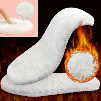

Winter Warm Thick Shoe Insoles For The Feet Women Men Plus Size Soft Imitation Wool Shoe Pad Shoe Inserts Semelle For Snow Boot