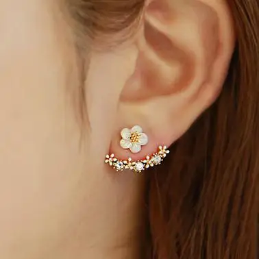 

Korean-Style Daisy Flower Back Hanging Stud/Post Earrings Ear Acupuncture Sell like Hot Cakes Exaggerated Earrings Allergy Frien
