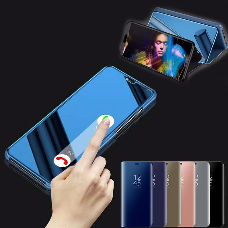 Зеркальный флип чехол с подставкой для телефона huawei P20 Pro Роскошный прозрачный