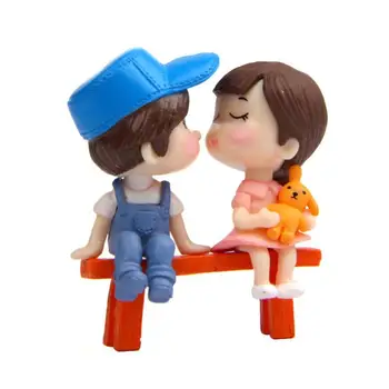 

3pcs/set Cute Lovers Chair Miniature Model Landscape DIY Gardening Decoration for Garden Handmade Doll Ornament couple boy girl