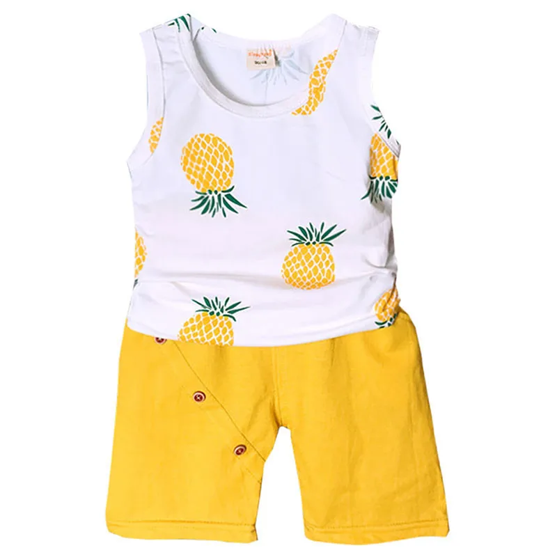 Summer  Baby Boys Girls Clothes Fashion Cotton Set Printed Fruit Sports Suit For A Boy T-Shirt + Shorts Children's  Clothing