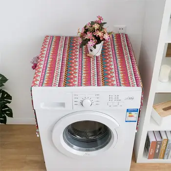 

AUGKUN Ethnic Style Refrigerator Dustproof Cover Japanese Geometric Pattern Single Drum Washing Machine Towel