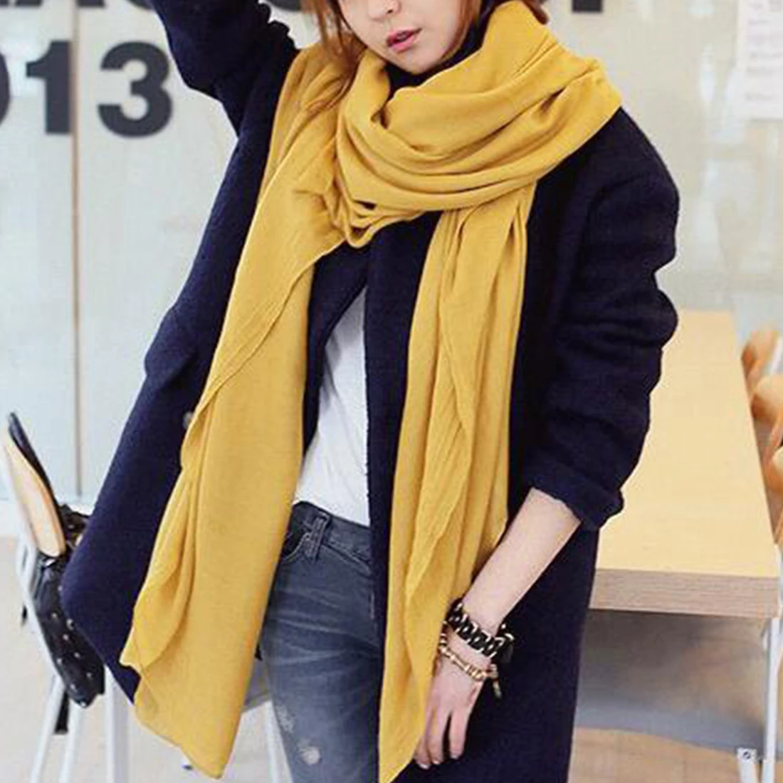 

Cotton And Linen Scarf Autumn And Winter Ladies Monochrome Summer Beach Soft Shawl Retro Solid Color Cotton And Linen Scarf Hot