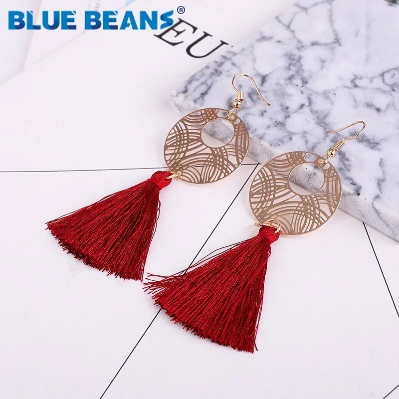 

Women's Earrings Accessories Handmade Jewelry Long Earrings Fashion Boho Style Yellow Declaration Fringe Gold New Statement cc