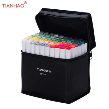 

HuiQin 30/40/60/80/168Colors Art Marker Set Dual Head Sketch Markers Brush Pen For Draw Manga Animation Design Art Supplies