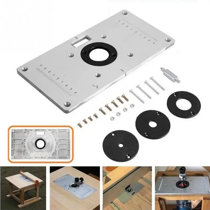 

Aluminium Alloy With 4 Insert Rings Practical Router Table Plate For Trimmer
