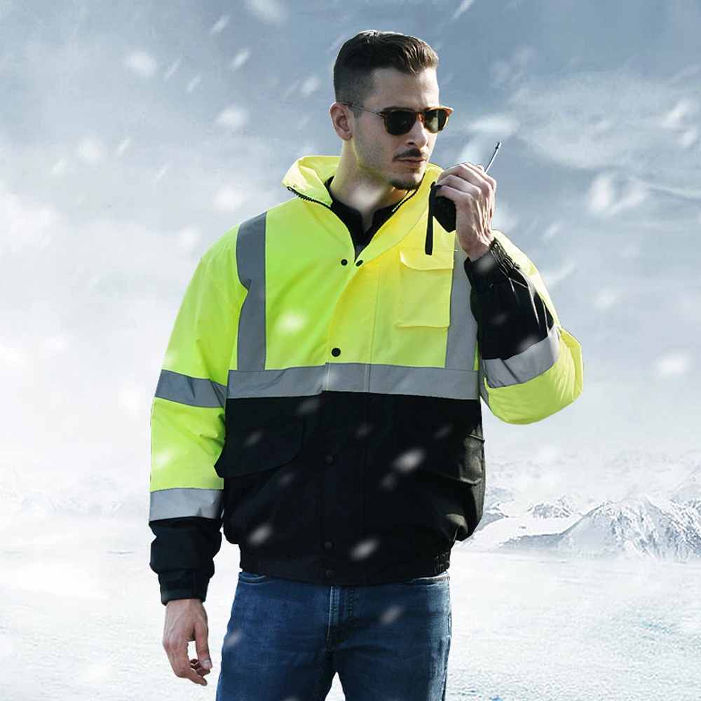SFVest высокая видимость светоотражающее хлопковое пальто водостойкая непромокаемая светящаяся безопасность наружная Предупреждение безопасность зимняя хлопковая куртка