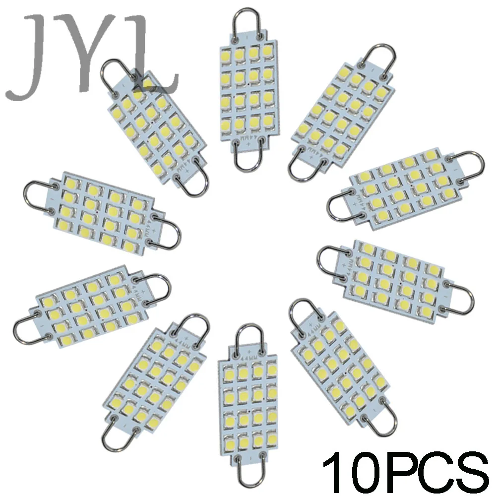 

10PCS White Festoon 1.65" 42mm 1.73" 44MM 16-3528 0.56W Rigid Loop LED Light Bulbs 561 562 576 578