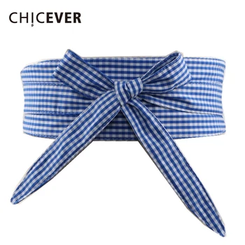 

CHICEVER Japan Style Plaid Belts For Women Cummerbund 2020 Spring Summer Fashion Bow Female Belt Accessories 12 cm