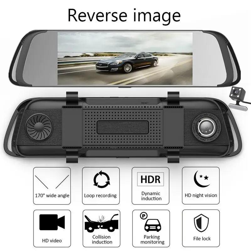

1080P HD 7 Inch Touch Screen Driving Recorder 170 Degree Wide Angle Cyclic Video Screen Recording Reversing Image