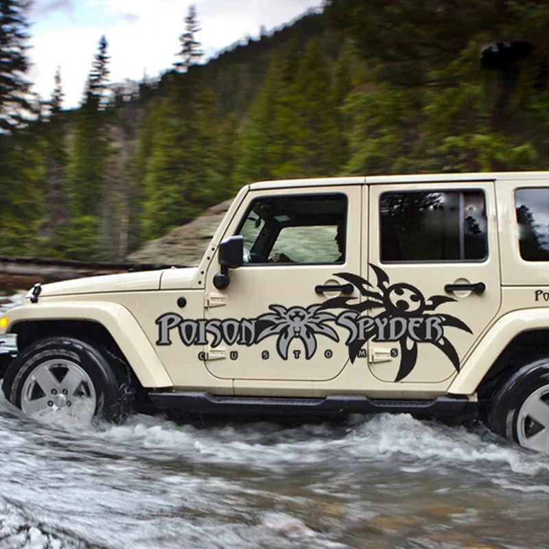  Poison Spyder Funny Car-Styling Car Sticker Vinyl Decal For Jeep Wrangler RUBICON Sahara Spyder 4X4