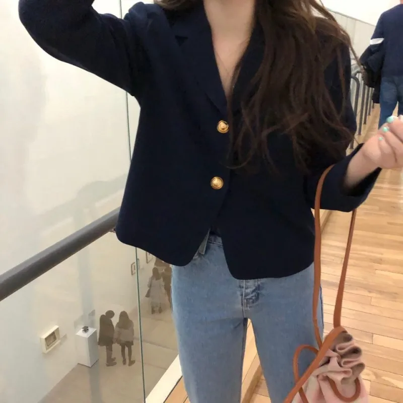 High Quality Spring Autumn Long Sleeve Slim Blazers Women Single Breasted Thin Outwear Notched Casual Solid Short Coats