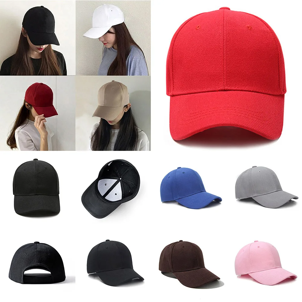 

Men Women Plain Curved Sun Visor Baseball Cap Hat Solid Color Fashion Adjustable