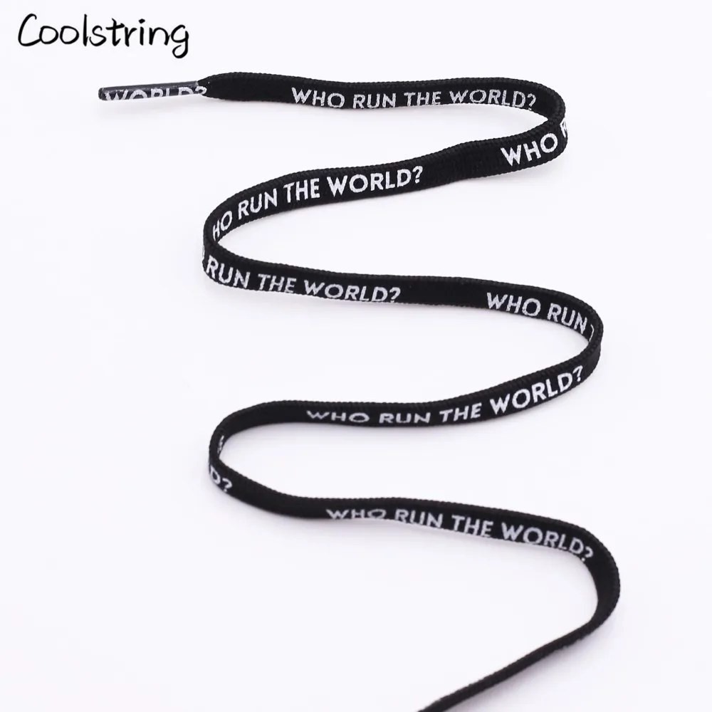 Coolstring New 0.7cm Printing Shoelaces Double-sided Printed Flat Sneakers Basketball Shoestring Canvas Black White Shoes Laces