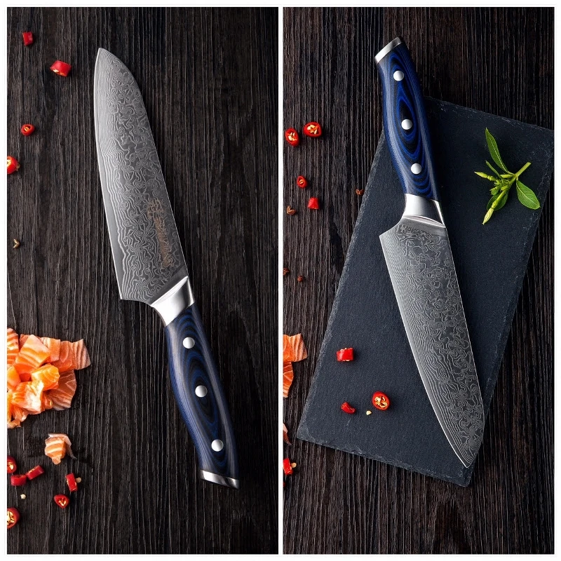 Santoku нож vg10 японский Дамасская сталь шеф повара кухонные ножи суши сашими лосось