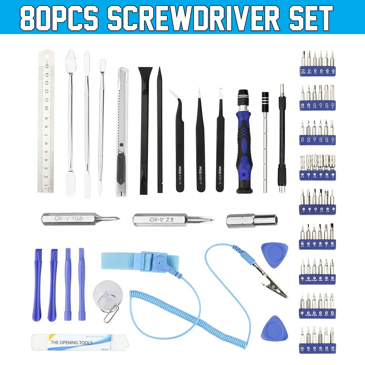 

Screwdriver Set 80 in 1 Precision Tablet Electronic Repair Tool Kit for Repair Cell Phone 7 Computer Hex Phillips Torx Pentalobe