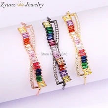 10 шт. ZYZ338-0305 высокое качество браслет и браслет для женщин пленительный бар слайдер блестящий cz розовое золото серебро ювелирные изделия