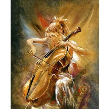 

5D Diamond Painting Cross Stitch Cello Girl Full Square Mosaic Diamond Embroidery Home Decoration Elegant Modern Wall Sticker