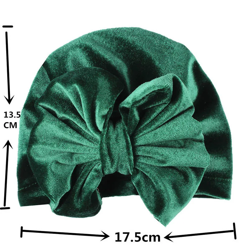 Cute Velvet Baby Bowknot Hat Newborn Infant Kids Baby Girl Beanie Solid Cap Photo Props