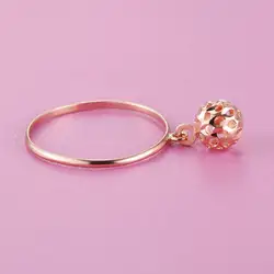 Новые однотонные 18 К розового золота кольцо/ровной кольцо с мячом Размер браслета: 7