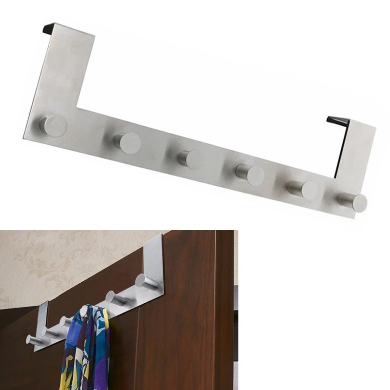 Вешалка из нержавеющей стали с крючками для дверей, одежда для тканевых ...
