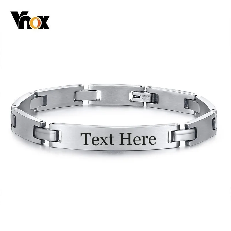 

Vnox 8MM Stainless Steel Identification Bracelets for Men Free Engraving Nameplate Chain Wrist Bracelet 8.46"