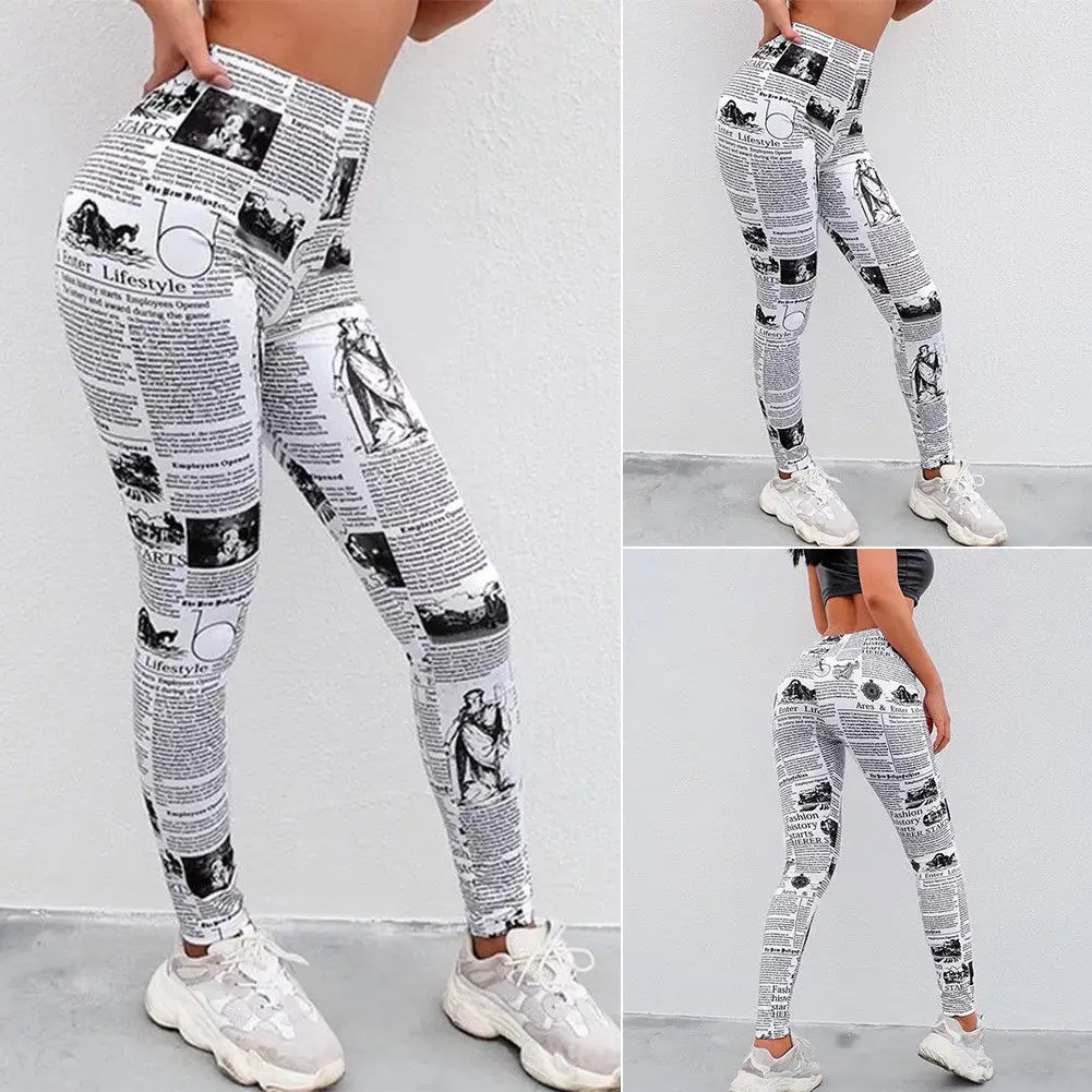 Women Ladies High Waist Yoga Pant Fitness Sports Gym Exercise Running Jogging Pants Printed Long