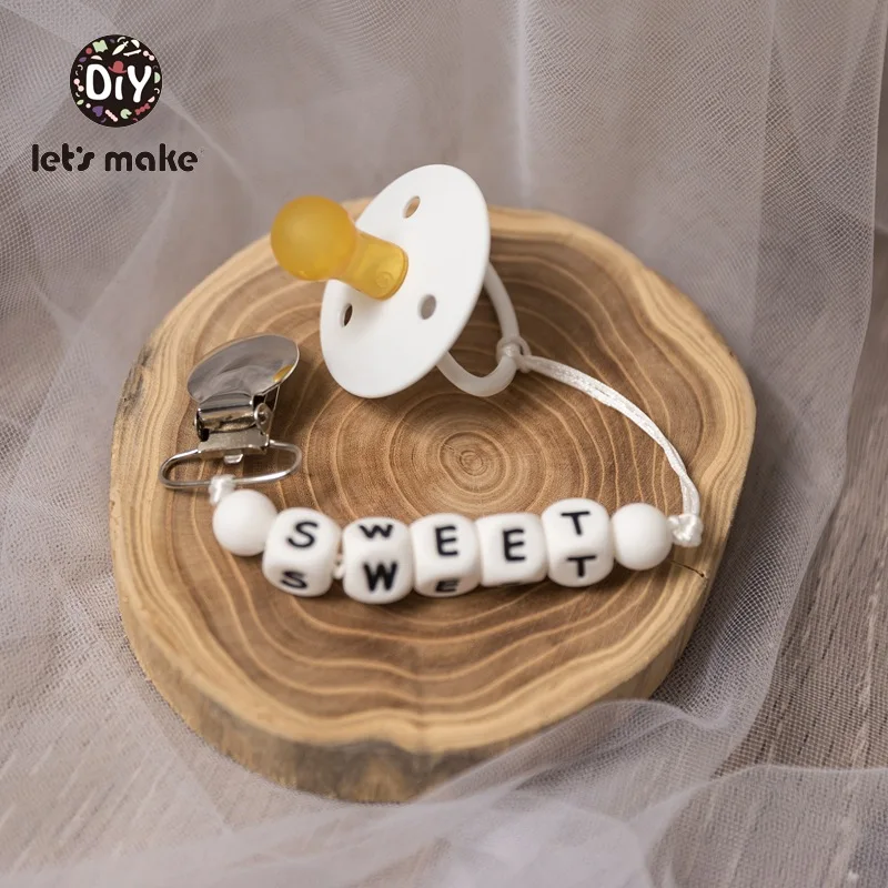 

Let's Make Pacifier Clips Personalized Name Baby Pacifier Chain BPA Free Silicone Teething Nursing Material Dummy Clips For Baby