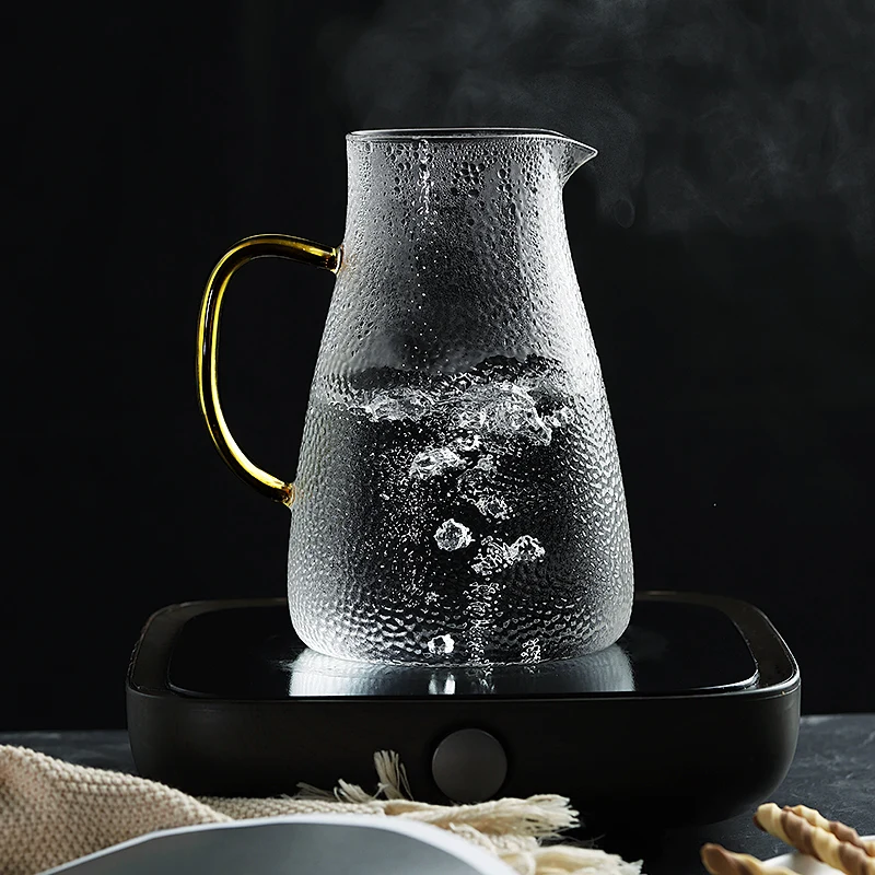Стеклянный кувшин для воды стеклянный с ручкой горячей и холодной хороший