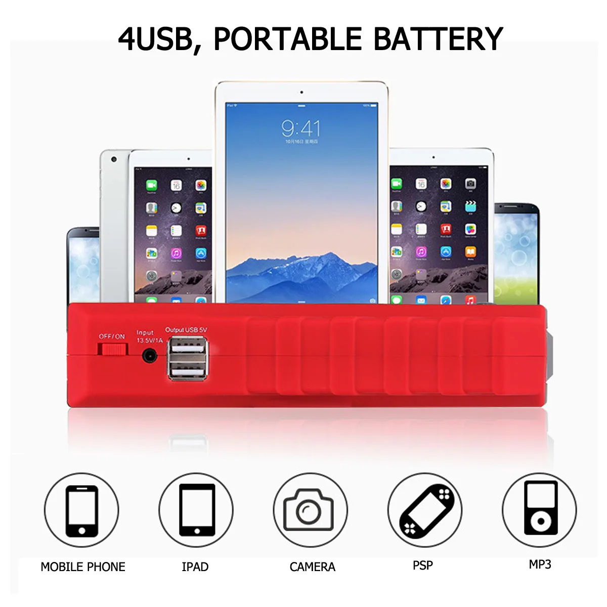 KROAK многофункциональный автомобильный стартер 89800mAh 12V 4USB 600A Портативный
