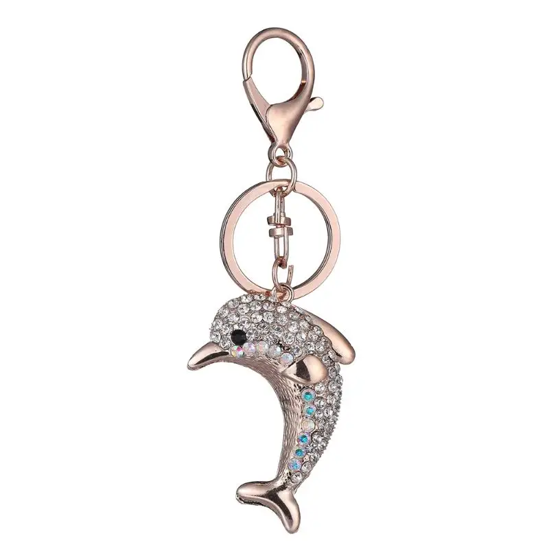 

Mini Dolphin Keychain Crystal Novelty Animal Trendy Keychain Purse Bag Buckle Handbag Pendant for Car Keyring Holder for Women