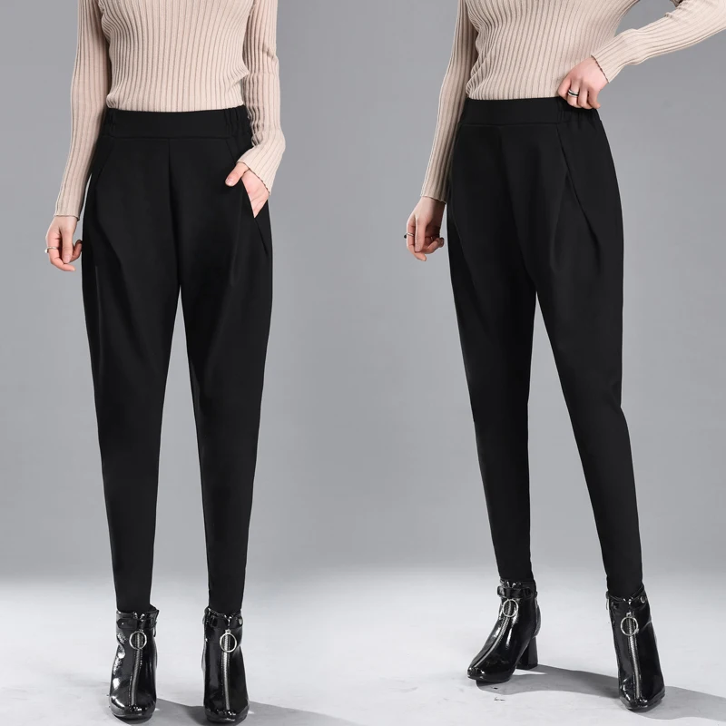 

England Style Harem Pants Women Spring High Waisted Black Pencil Pants Trousers Ladies Elegant Skinny Pants Plus Size Breeches