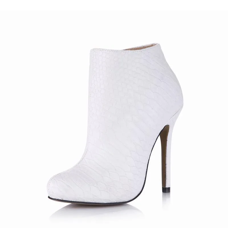 

2017 high heels shoes woman women winter ankle boots snake print botas mujer invierno ladies party valentine shoes plus size 43