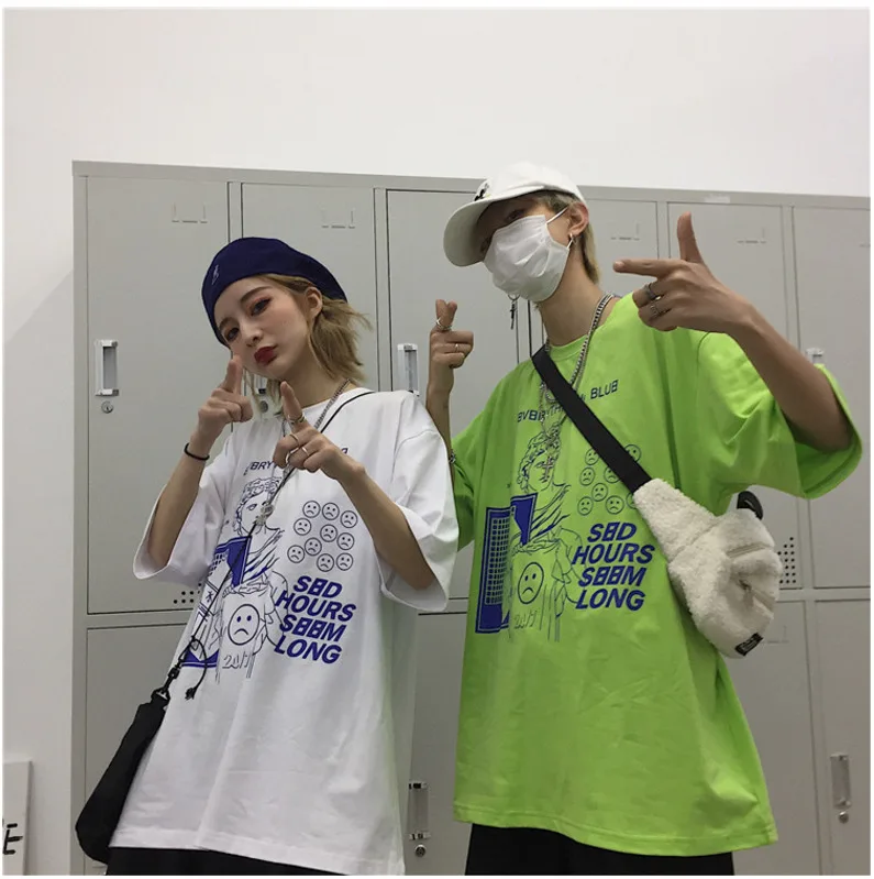 

Men's T-shirt Summer New Youth Popular Loose Round Neck Print Spoof Pattern Pullover T-shirt Student Youth Casual Men's Clothing