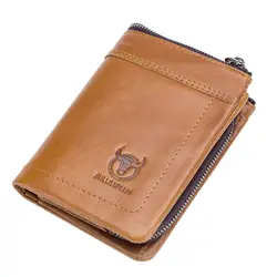 Bullcaptain натуральная кожа мужской кошелек короткий кошелек портмоне Короткие Кошельки мужские сумки