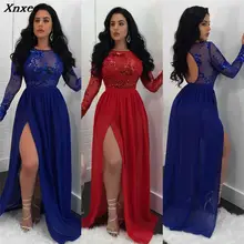 Xnxee 2019 Sexy Open Back See Through Sequins Night Club Dress O Neck Long Sleeve High Slit Maxi Evening Party Dresses Vestido Xnxee 2019 Sexy Open Back See Through Sequins Night Club Dress O Neck Long Sleeve High Slit Maxi Evening Party Dresses Vestido