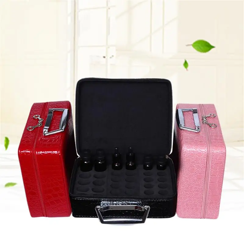 

63 Grid Patent Leather Storage Bags Cosmetic Oil Box 5ml 10ml 15ml Essential Clutch Storage Essential Oil Cosmetic Bag EVA