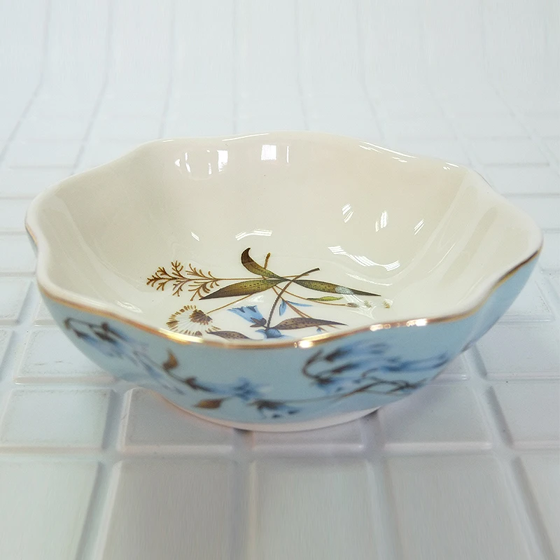 

High quality bone china Sauce dish blue flower pattern birthday holiday gift