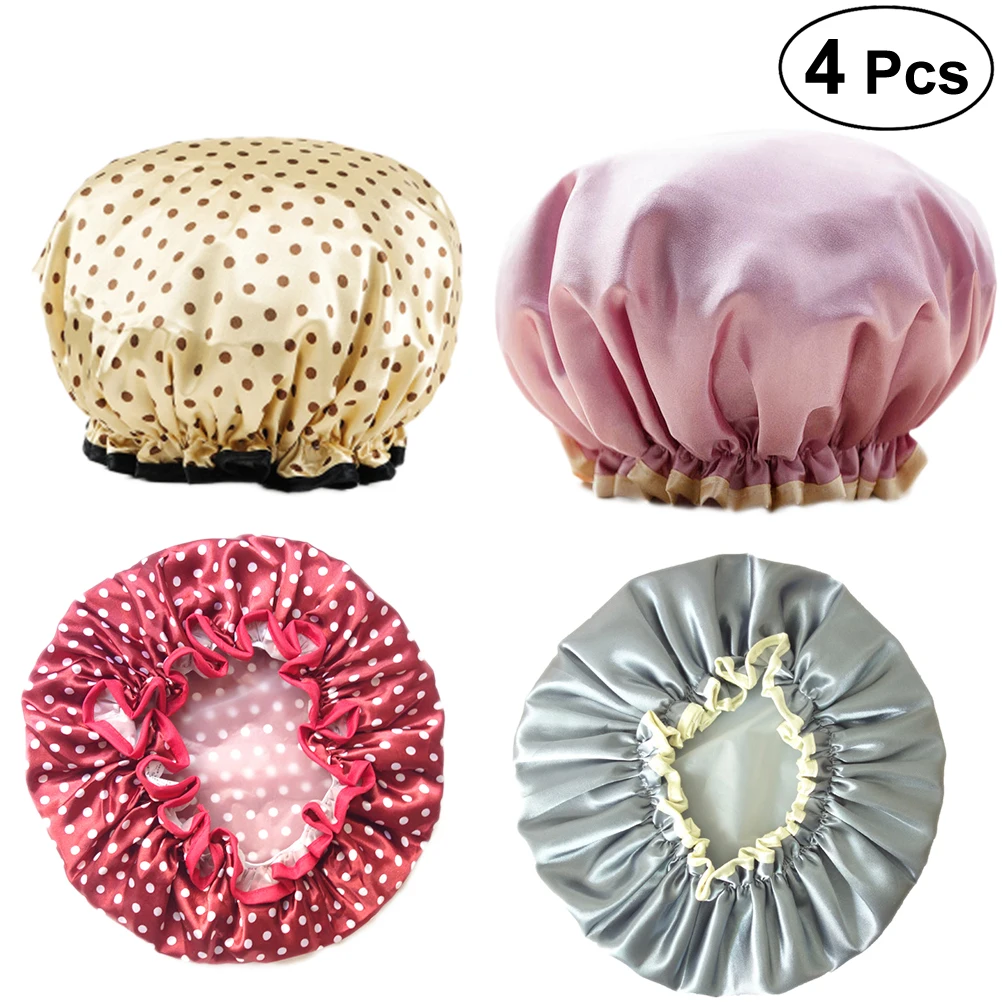 4pcs Bath Cap Cute Soft Printed Mold Resistant Waterproof Bath Hat