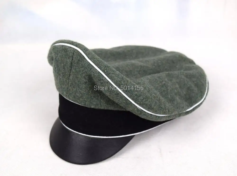 Replica WW2 German Army Field Marshals Generals Officers Crusher Field Visor Hat Cap W White Pipe Silver Chin Cord