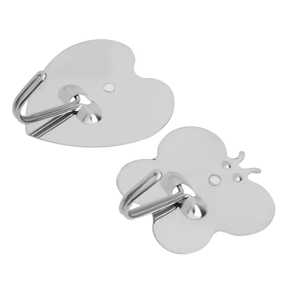Kitchen Bathroom Stainless Steel Creative Strong Adhesive Hook Door Sticky Hanger Holder Heart/Butterfly Shape Wall Mounted Kitchen Bathroom Stainless Steel Creative Strong Adhesive Hook Door Sticky Hanger Holder Heart/Butterfly Shape Wall Mounted