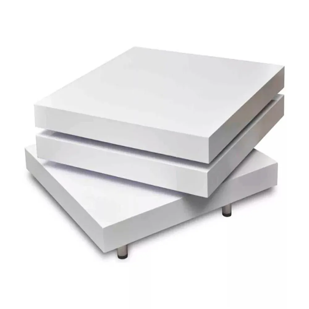 VidaXL Square White Lacquered Coffee Table 3 Tiers High Gloss White MDF Coffee Tables Assembale Living Room Furniture 241077