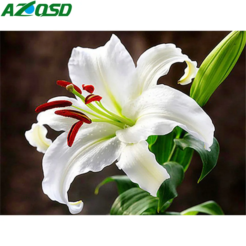 

AZQSD Full Square Diamond Painting Flower Mosaic Handmade 5D DIY Diamond Embroidery Floral Picture Of Rhinestones Home Decor