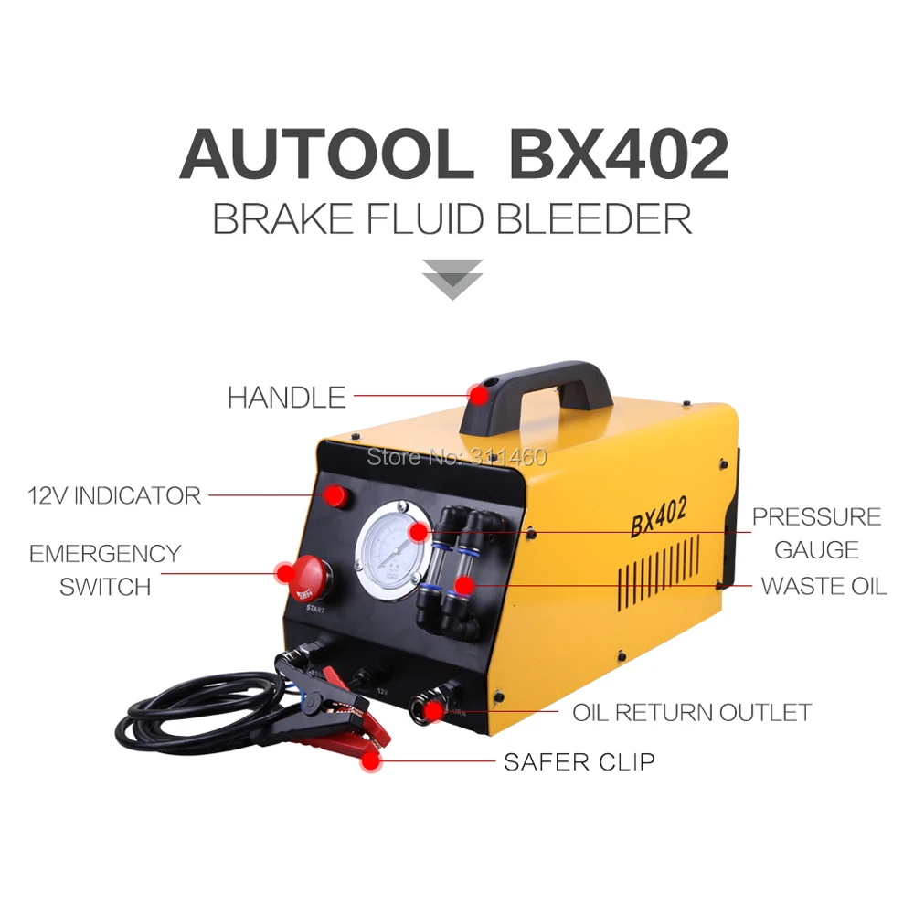 AUTOOL BX402 автоматический сливной аппарат для тормозной жидкости 12 в автомобильный тормозной инструмент для кровотечения BX-402 машина для очистки средства автоматической диагностики