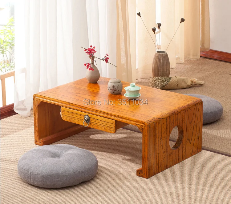 60x40x30cm Japanese Antique Console Table One Drawer Rectangle Asian Furniture Living Room Oriental Traditional Floor Tea Table