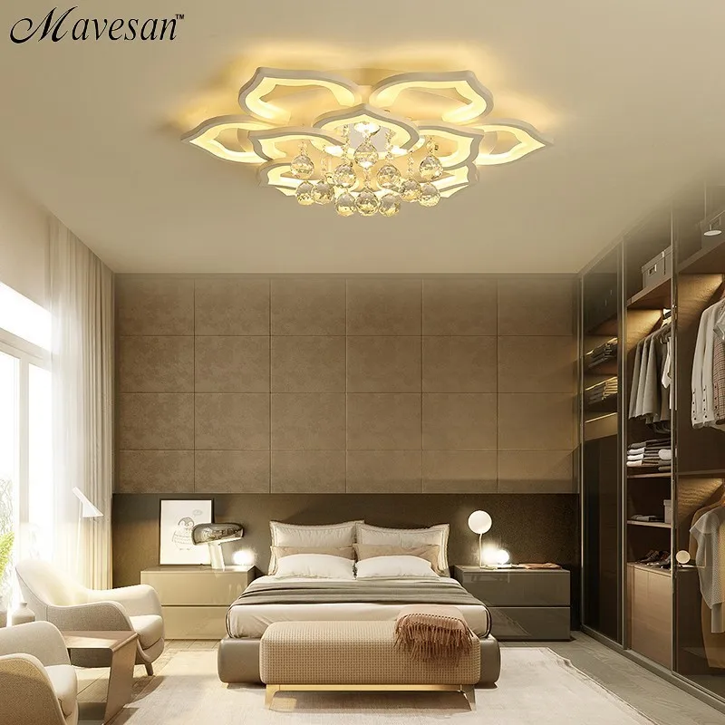Светодиодные потолочные светильники для гостиной 15-25 квадратных метров, спальни с кристаллами и пультом дистанционного управления