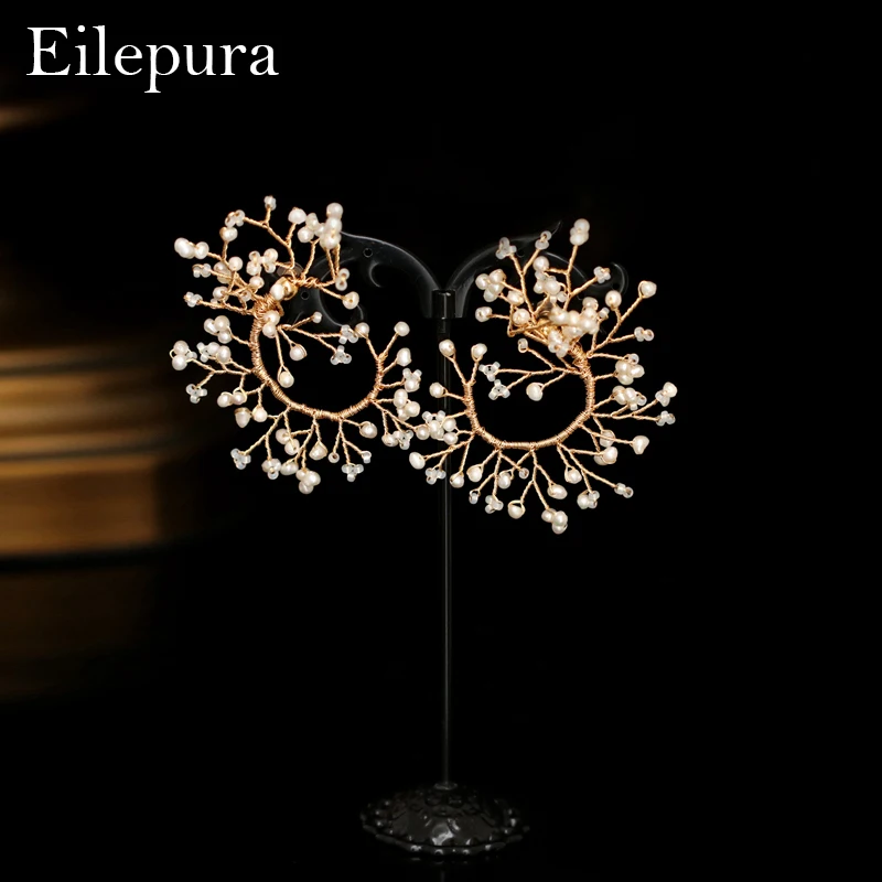 Eilepura новинка Винтажный дизайн натуральный пресноводный жемчуг цветок серьги