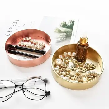 

Nordic Copper Round Storage Tray Desk Metal Storage Organizer Rose Gold Jewelry Organizer Desktop Organizer Jewelry Holder