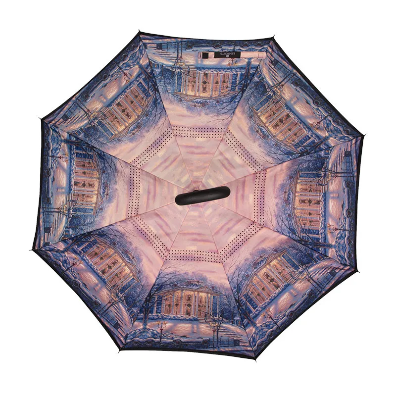 

Factory Direct Car Double Reverse Umbrella Lazy Umbrella Anti-Water Wind-Resistant C Handle Hands Reverse Umbrella All-Weather U