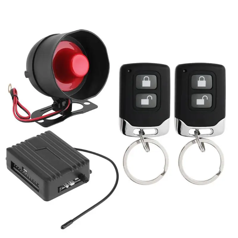 

VODOOL Car Accessories Universal 1-Way Car Burglar Alarm Vehicle Protection Keyless Entry Security System Siren+2 Remote Control